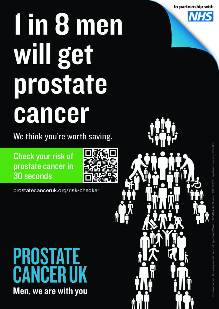 1 in 8 men will get prostate cancer